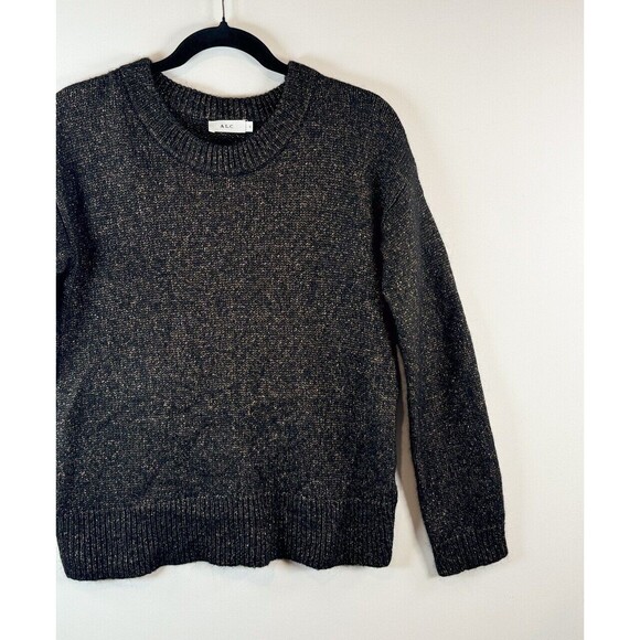 A.L.C. Womens Sweater Gray Bowen Merino Wool Alpaca Knit Metallic Pullover Small - Picture 7 of 11